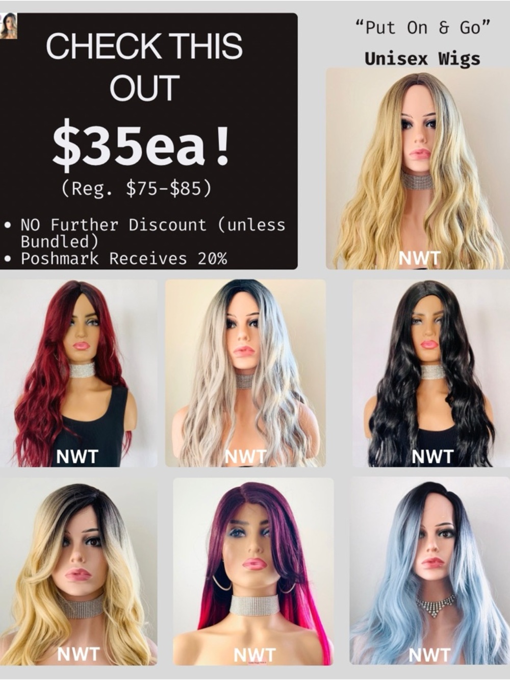 $35ea Long NWT “Put On & Go” Heat Safe Synthetic Wigs - 💄NO FURTHER DISCOUNT💄